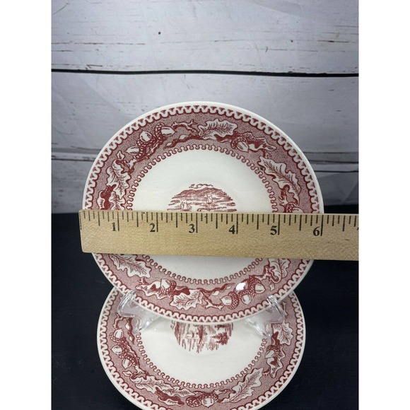 Set of 4 Vintage Saucers 5.5" 1965 Memory Lane Red Transferware Royal Ironstone - Picture 4 of 6